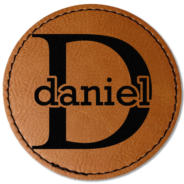 Name & Initial (for Guys) Leatherette Patches - Round