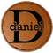 Name & Initial (for Guys) Faux Leather Iron On Patch - Round (Personalized)