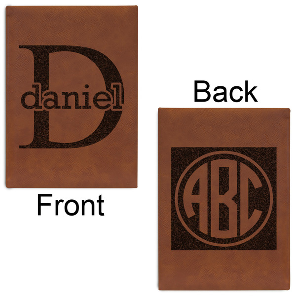 Name & Initial (for Guys) Leatherette Sketchbooks - Large - Double Sided - Front & Back View