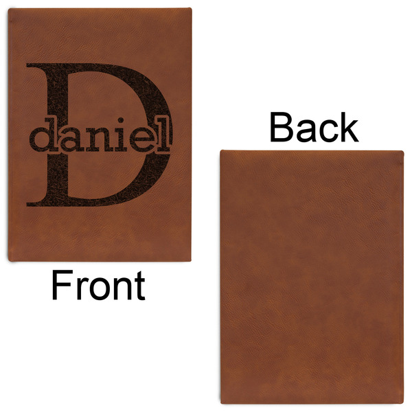 Name & Initial (for Guys) Leatherette Sketchbooks - Large - Single Sided - Front & Back View