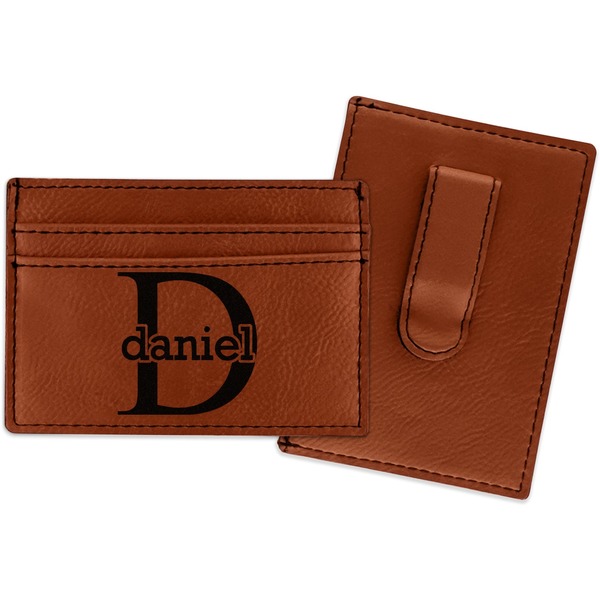 Custom Name & Initial (for Guys) Leatherette Wallet with Money Clip (Personalized)