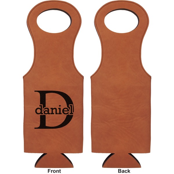 Name & Initial (for Guys) Leatherette Wine Tote Single Sided - Front and Back