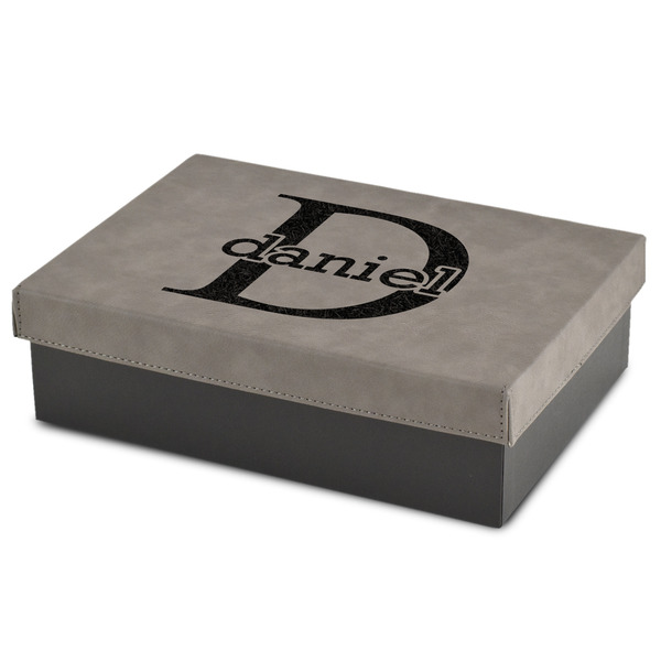 Custom Name & Initial (for Guys) Gift Boxes w/ Engraved Leather Lid (Personalized)