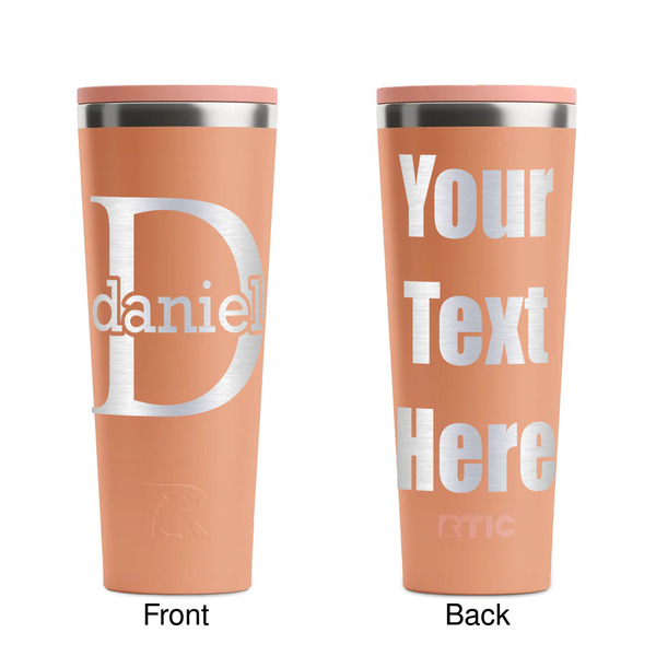 Name & Initial (for Guys) Peach RTIC Everyday Tumbler - 28 oz. - Front and Back