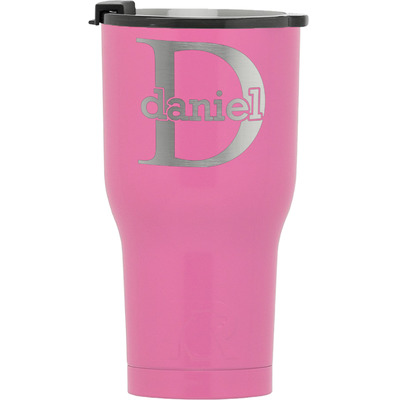 Name & Initial (for Guys) RTIC Tumbler - Pink - Engraved Front (Personalized)