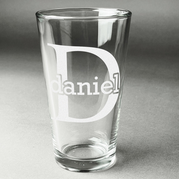 Custom Name & Initial (for Guys) Pint Glass - Engraved (Personalized)