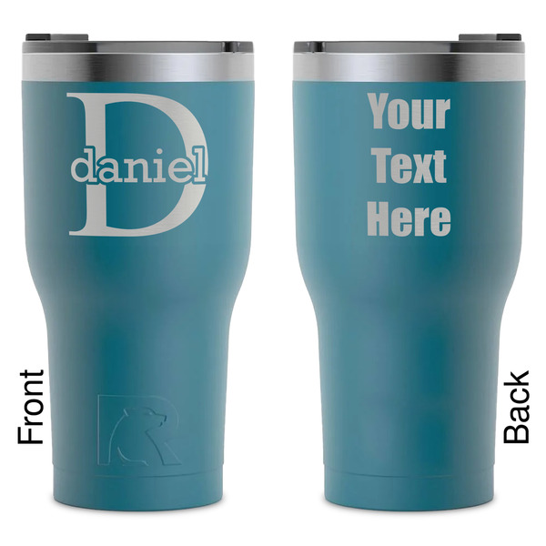 Custom Name & Initial (for Guys) RTIC Tumbler - Dark Teal - Laser Engraved - Double-Sided (Personalized)