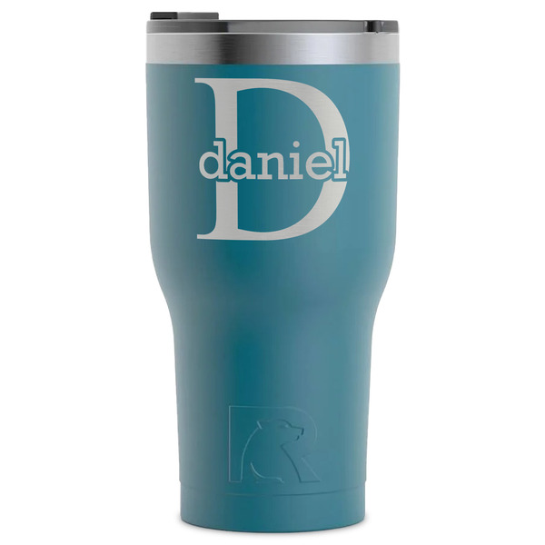 Custom Name & Initial (for Guys) RTIC Tumbler - Dark Teal - Laser Engraved - Single-Sided (Personalized)