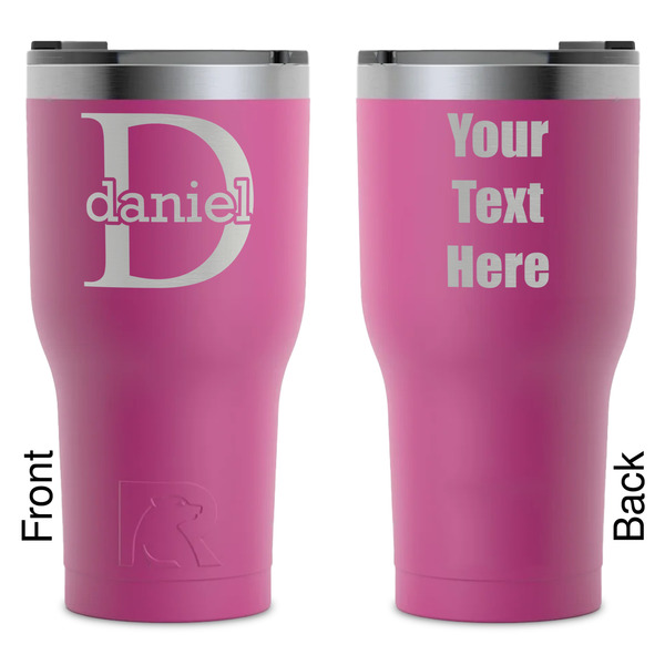 Custom Name & Initial (for Guys) RTIC Tumbler - Magenta - Laser Engraved - Double-Sided (Personalized)