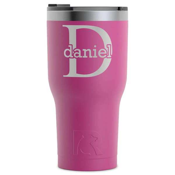 Custom Name & Initial (for Guys) RTIC Tumbler - Magenta - Laser Engraved - Single-Sided (Personalized)