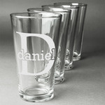 Name & Initial (for Guys) Pint Glasses - Engraved (Set of 4) (Personalized)