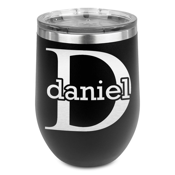 Custom Name & Initial (for Guys) Stemless Wine Tumbler - 5 Color Choices - Stainless Steel  (Personalized)