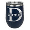 Name & Initial (for Guys) Stainless Wine Tumblers - Navy - Double Sided - Front