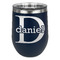 Name & Initial (for Guys) Stemless Stainless Steel Wine Tumbler - Navy - Double Sided (Personalized)