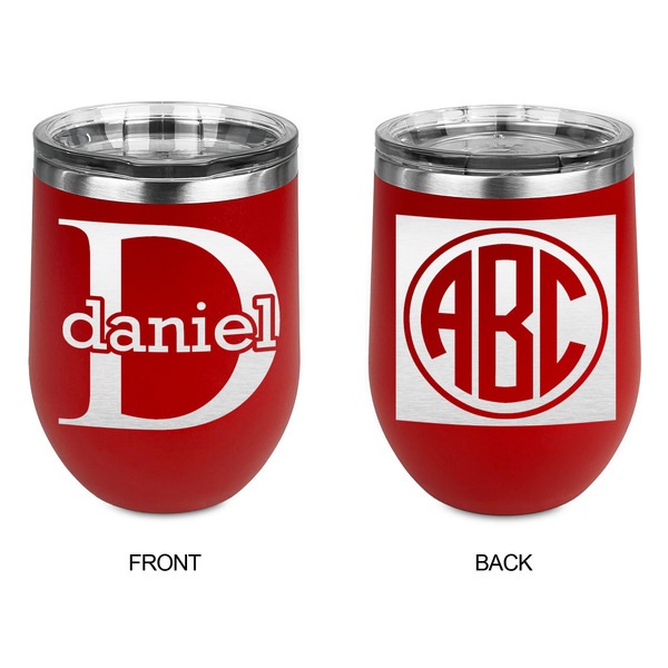 Name & Initial (for Guys) Stainless Wine Tumblers - Red - Double Sided - Approval