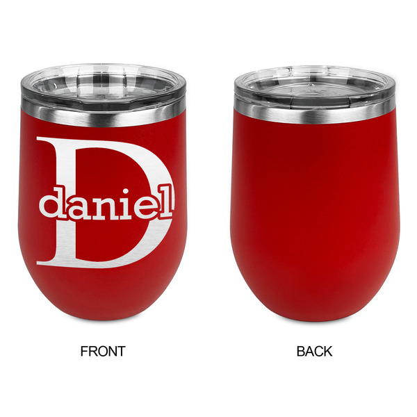 Name & Initial (for Guys) Stainless Wine Tumblers - Red - Single Sided - Approval