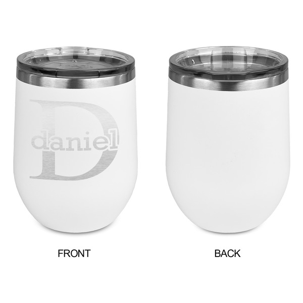 Name & Initial (for Guys) Stainless Wine Tumblers - White - Single Sided - Approval
