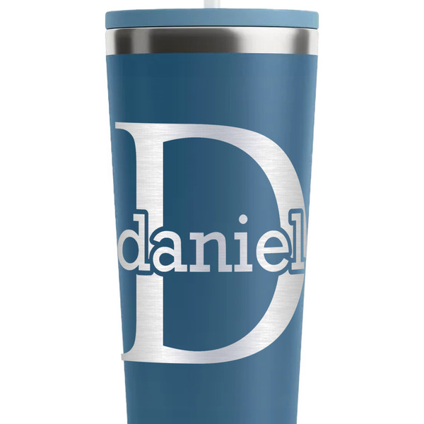 Name & Initial (for Guys) Steel Blue RTIC Everyday Tumbler - 28 oz. - Close Up