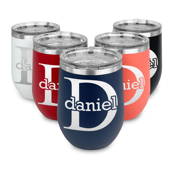 Name & Initial (for Guys) Steel Wine Tumblers Multiple Colors