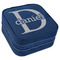 Name & Initial (for Guys) Travel Jewelry Boxes - Leather - Navy Blue - Angled View