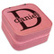 Name & Initial (for Guys) Travel Jewelry Boxes - Leather - Pink - Angled View