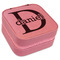 Name & Initial (for Guys) Travel Jewelry Boxes - Pink Leather (Personalized)