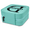 Name & Initial (for Guys) Travel Jewelry Boxes - Leather - Teal - View from Rear