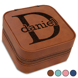 Name & Initial (for Guys) Travel Jewelry Box - Leather (Personalized)