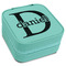 Name & Initial (for Guys) Travel Jewelry Boxes - Leatherette - Teal - Angled View