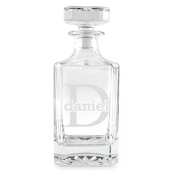 Custom Name & Initial (for Guys) Whiskey Decanter - 26 oz Square (Personalized)