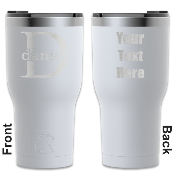 Custom Name & Initial (for Guys) RTIC Tumbler - White - Engraved Front & Back (Personalized)