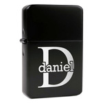 Name & Initial (for Guys) Windproof Lighter - Black - Double Sided & Lid Engraved (Personalized)