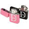 Name & Initial (for Guys) Windproof Lighters - Black & Pink - Open