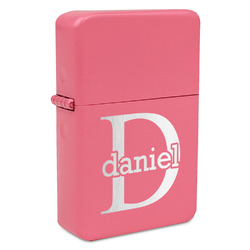 Name & Initial (for Guys) Windproof Lighter - Pink - Double Sided & Lid Engraved (Personalized)