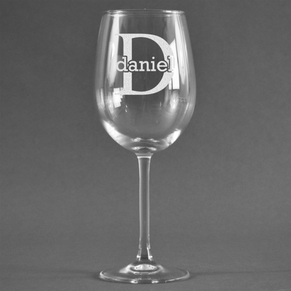 Custom Name & Initial (for Guys) Wine Glass - Engraved (Personalized)