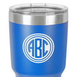 Round Monogram 30 oz Stainless Steel Tumbler - Royal Blue - Double-Sided (Personalized)