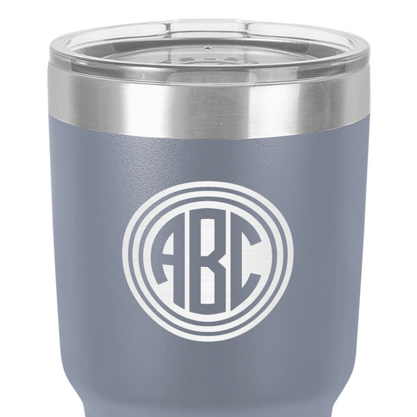 Round Monogram 30 oz Stainless Steel Ringneck Tumbler - Grey - Close Up