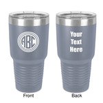 Round Monogram 30 oz Stainless Steel Tumbler - Grey - Double-Sided (Personalized)