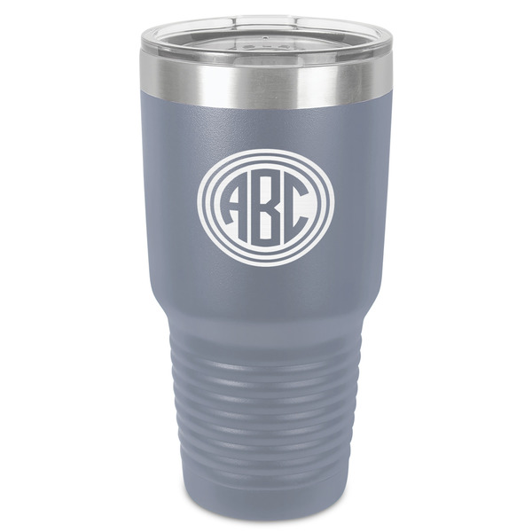 Round Monogram 30 oz Stainless Steel Ringneck Tumbler - Grey - Front