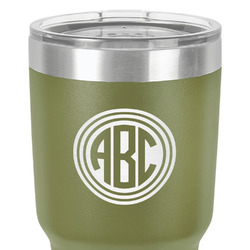 Round Monogram 30 oz Stainless Steel Tumbler - Olive - Single-Sided (Personalized)