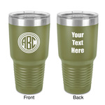 Round Monogram 30 oz Stainless Steel Tumbler - Olive - Double-Sided (Personalized)