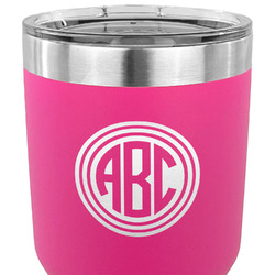 Round Monogram 30 oz Stainless Steel Tumbler - Pink - Single-Sided (Personalized)