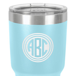 Round Monogram 30 oz Stainless Steel Tumbler - Teal - Single-Sided (Personalized)