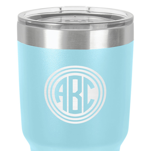 Round Monogram 30 oz Stainless Steel Ringneck Tumbler - Teal - Close Up