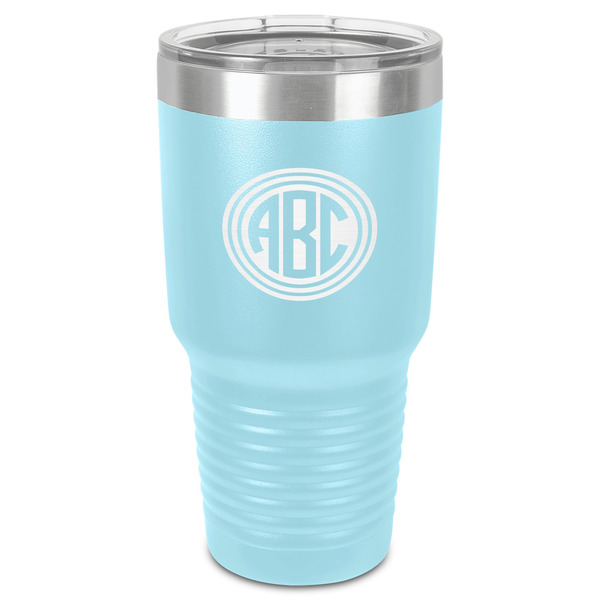 Round Monogram 30 oz Stainless Steel Ringneck Tumbler - Teal - Front