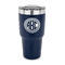 Round Monogram 30 oz Stainless Steel Ringneck Tumblers - Navy - FRONT