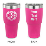 Round Monogram 30 oz Stainless Steel Tumbler - Pink - Double-Sided (Personalized)