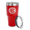 Round Monogram 30 oz Stainless Steel Ringneck Tumblers - Red - LID OFF
