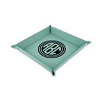 Round Monogram Faux Leather Valet Tray - 6" x 6" - Teal (Personalized)