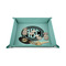 Round Monogram 6" x 6" Teal Leatherette Snap Up Tray - STYLED